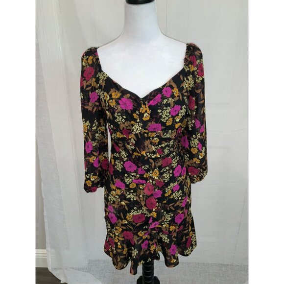 ASTR The Label Floral Print Dress Medium NEW Nordstrom Black/Pink - Picture 1 of 5